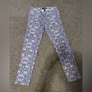 White House Black Market Blue and White Skinny Jeans